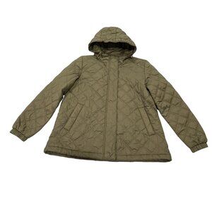 Madewell Airpuff Quilted Hooded Puffer Jacket, Green, S